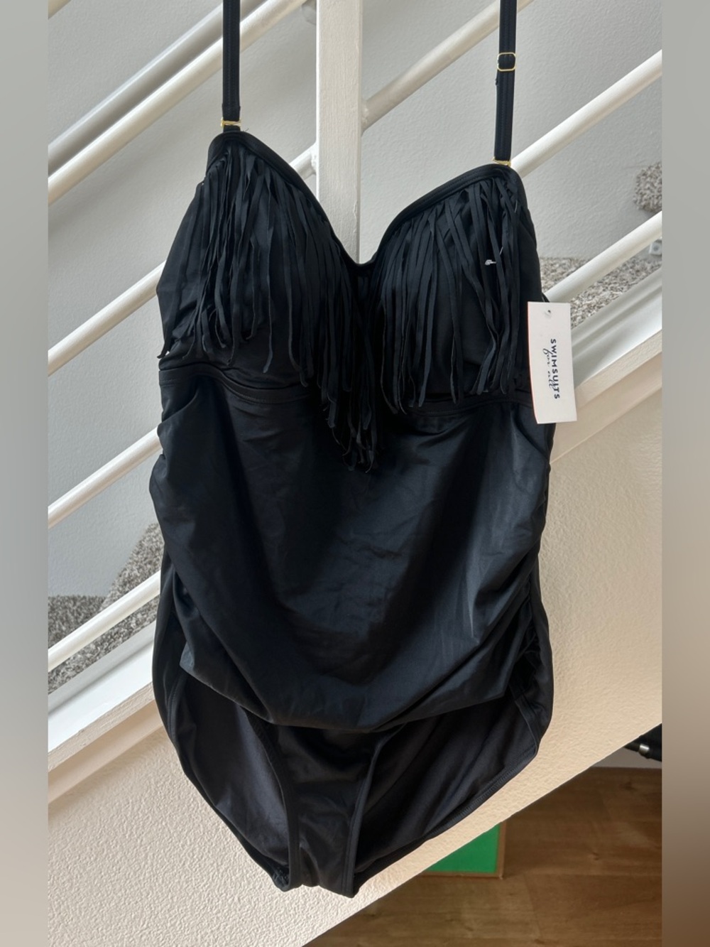 Swimsuits For All | Black Fringe One-Piece Swimsuit Size 22